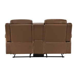 Zaria Leather Match Manual Double Reclining Love Seat with Center Console