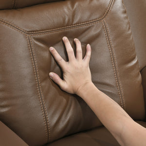 Zaria Leather Match Manual Double Reclining Sofa