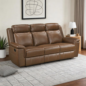 Zaria Leather Match Manual Double Reclining Sofa