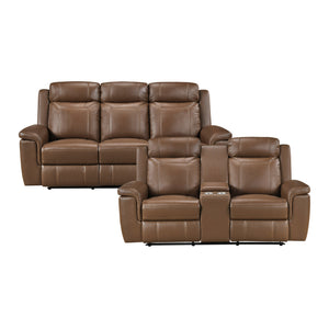 Zaria 2-Piece Leather Match Manual Reclining Sofa Set