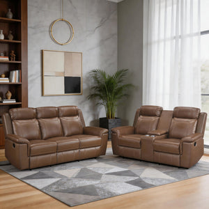 Zaria 2-Piece Leather Match Manual Reclining Sofa Set