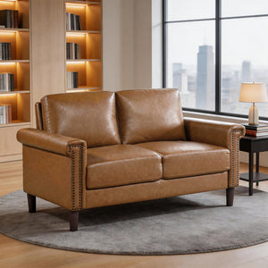 Halston Faux Leather Living Room Loveseat
