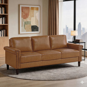 Halston Faux Leather Living Room Sofa
