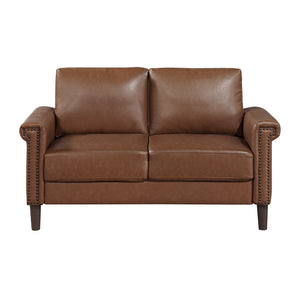 Halston Faux Leather Living Room Loveseat