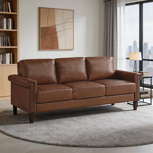 Halston Faux Leather Living Room Sofa