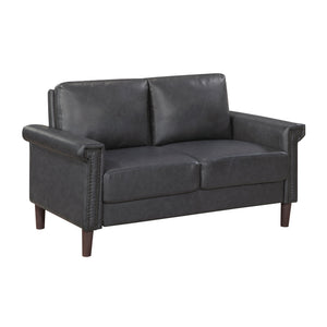 Halston Faux Leather Living Room Loveseat
