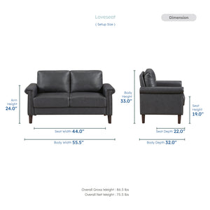Halston Faux Leather Living Room Loveseat