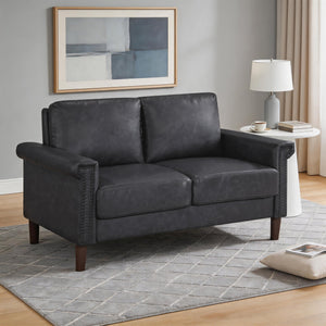 Halston Faux Leather Living Room Loveseat