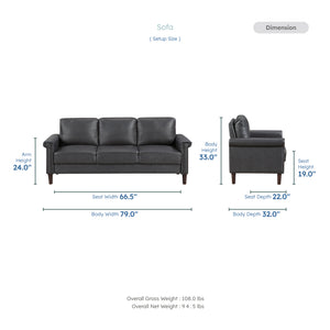 Halston Faux Leather Living Room Sofa