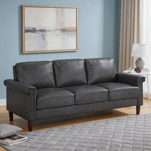 Halston Faux Leather Living Room Sofa