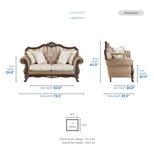 Kall Textured Fabric & Jacquard Living Room Loveseat