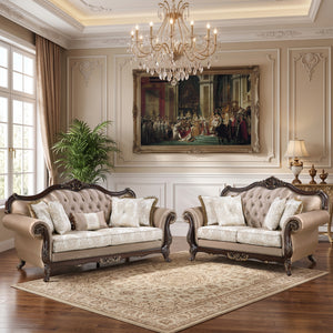 Kall Textured Fabric & Jacquard 2-Piece Living Room Sofa Set