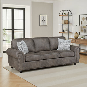 Nook Polished Microfiber Living Room Sofa