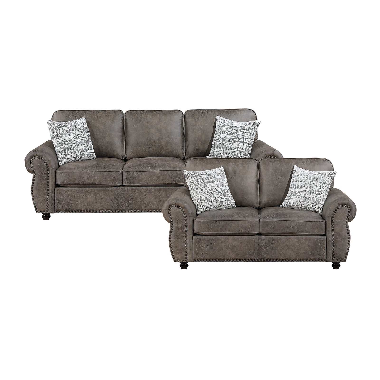 Nook 2-Piece Polished Microfiber Living Room Sofa Set