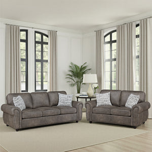 Nook 2-Piece Polished Microfiber Living Room Sofa Set