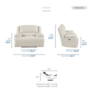 Vanta Textured Microfiber Power Reclining Chair