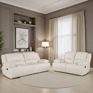Vanta 2-Piece Textured Microfiber Manual Double Reclining Sofa Set