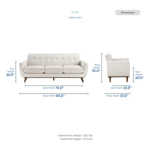 Everett Textured Fabric Living Room Sofa