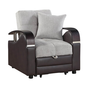 Nora Chenille Chair with Pull-Out Bed and Click Motion Back