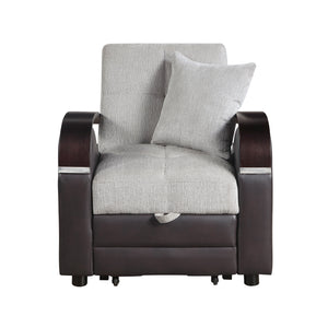 Nora Chenille Chair with Pull-Out Bed and Click Motion Back