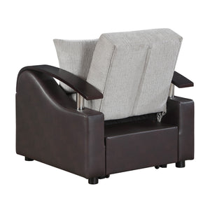 Nora Chenille Chair with Pull-Out Bed and Click Motion Back