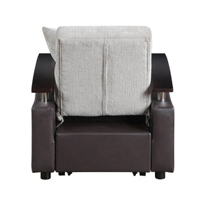 Nora Chenille Chair with Pull-Out Bed and Click Motion Back