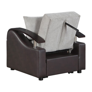 Nora Chenille Chair with Pull-Out Bed and Click Motion Back
