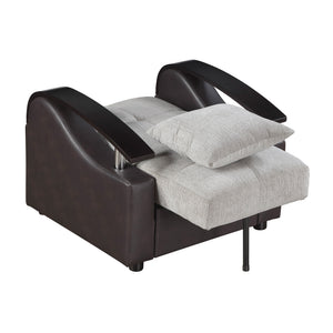 Nora Chenille Chair with Pull-Out Bed and Click Motion Back