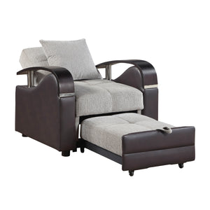 Nora Chenille Chair with Pull-Out Bed and Click Motion Back