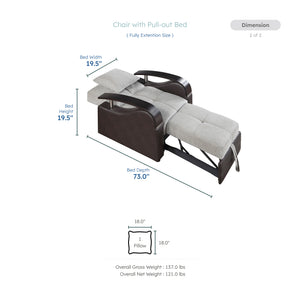 Nora Chenille Chair with Pull-Out Bed and Click Motion Back