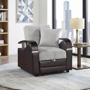 Nora Chenille Chair with Pull-Out Bed and Click Motion Back