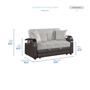 Nora Chenille Loveseat with Pull-Out Bed and Click Motion Back