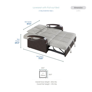 Nora Chenille Loveseat with Pull-Out Bed and Click Motion Back