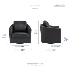 Hemi Leather Match Swivel Chair
