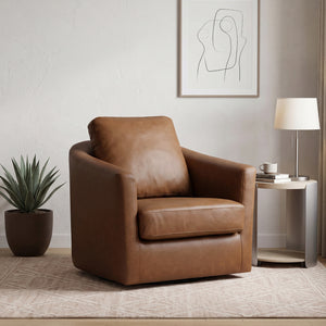 Hemi Leather Match Swivel Chair