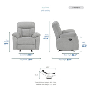 Alpina Chenille Fabric Manual Rocker Reclining Chair