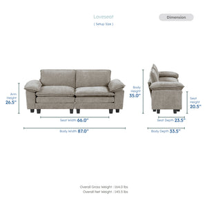 Terra Chenille Fabric Living Room Loveseat