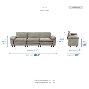 Terra Chenille Fabric Living Room Sofa