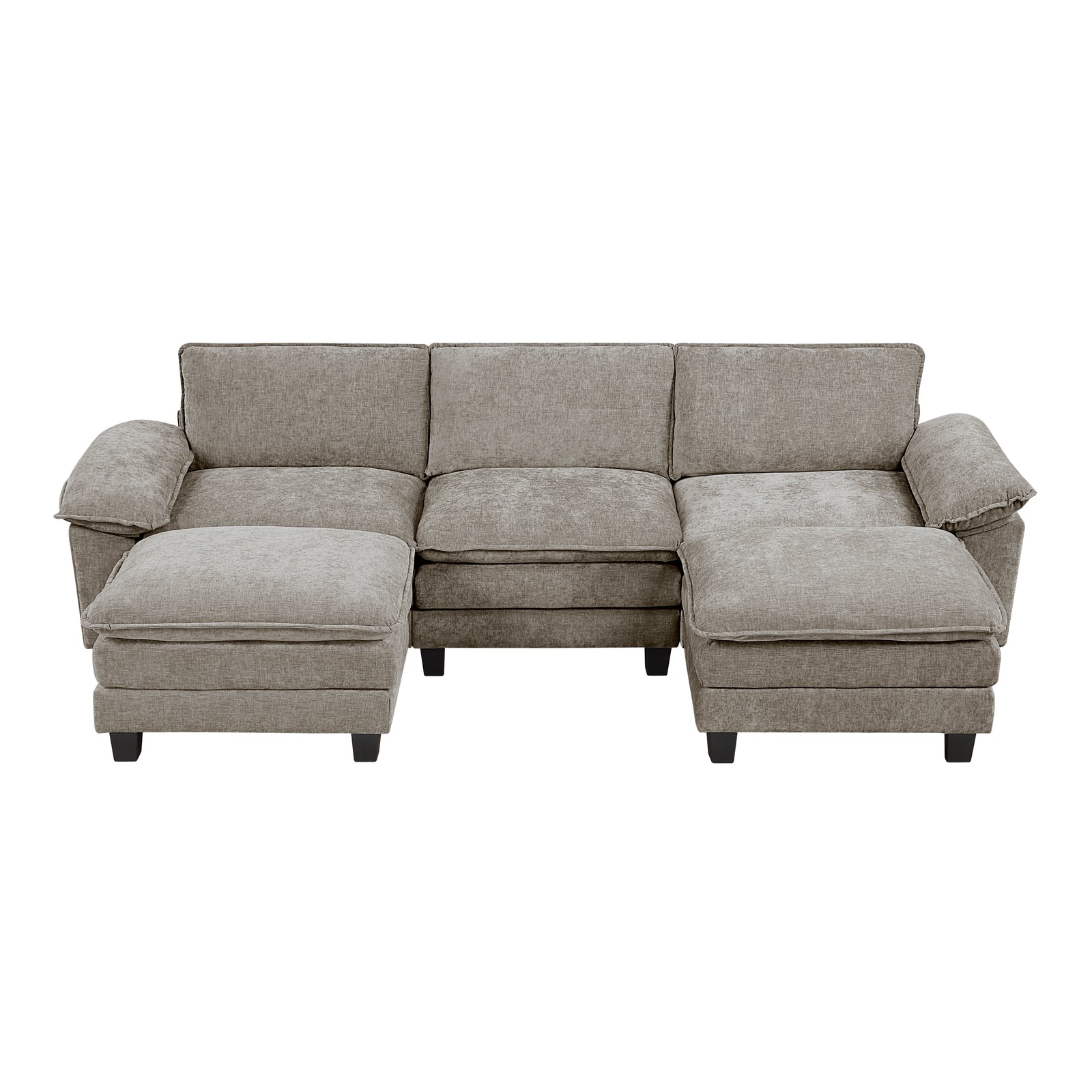 Terra Chenille Fabric 5-Piece Modular Sectional with Ottoman