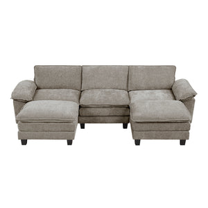 Terra Chenille Fabric 5-Piece Modular Sectional with Ottoman