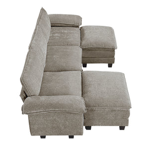 Terra Chenille Fabric 5-Piece Modular Sectional with Ottoman
