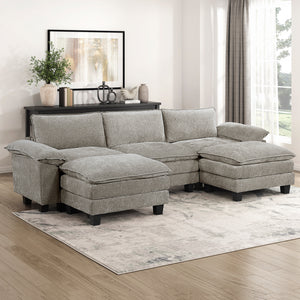 Terra Chenille Fabric 5-Piece Modular Sectional with Ottoman