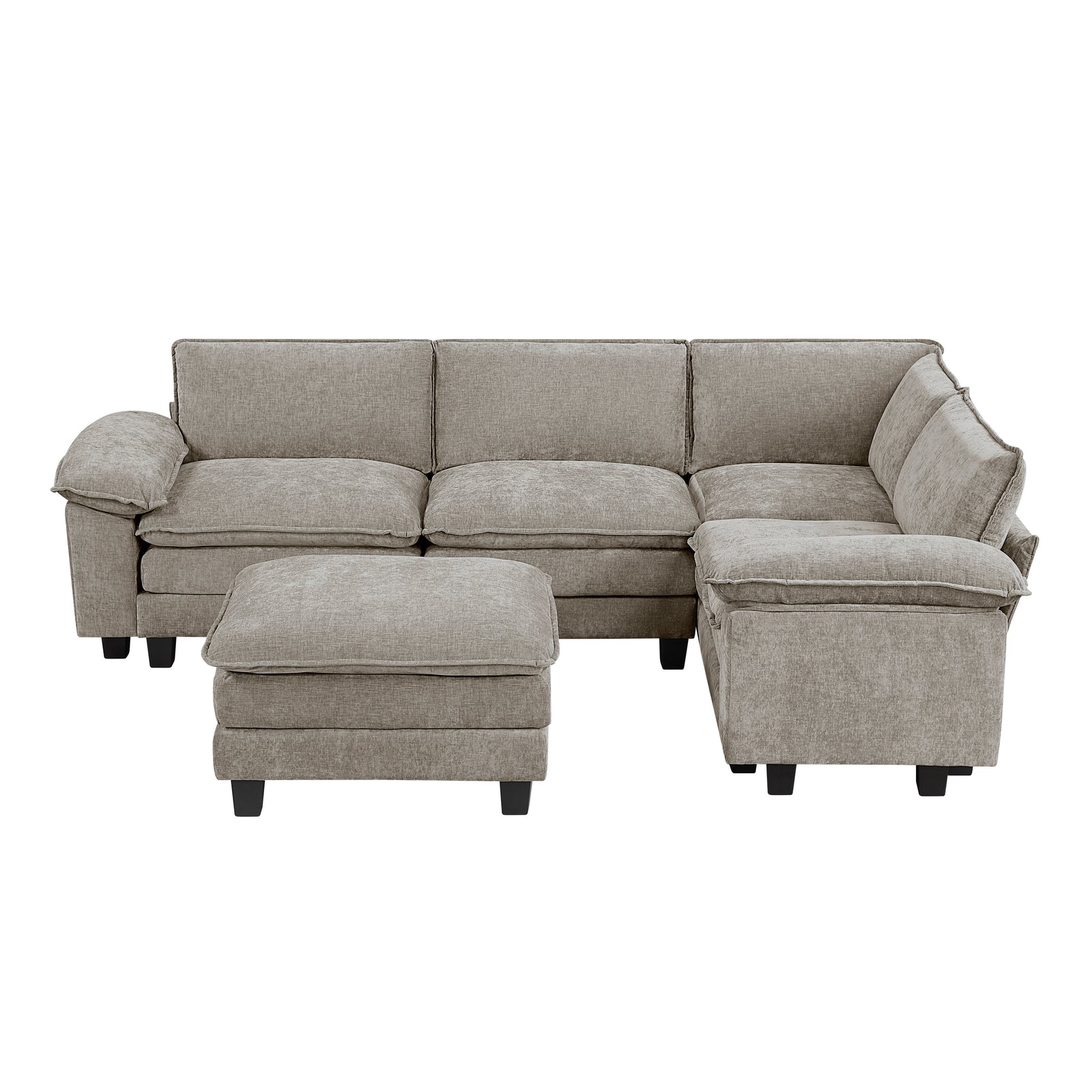 Terra Chenille Fabric 5-Piece Modular Sectional with Ottoman