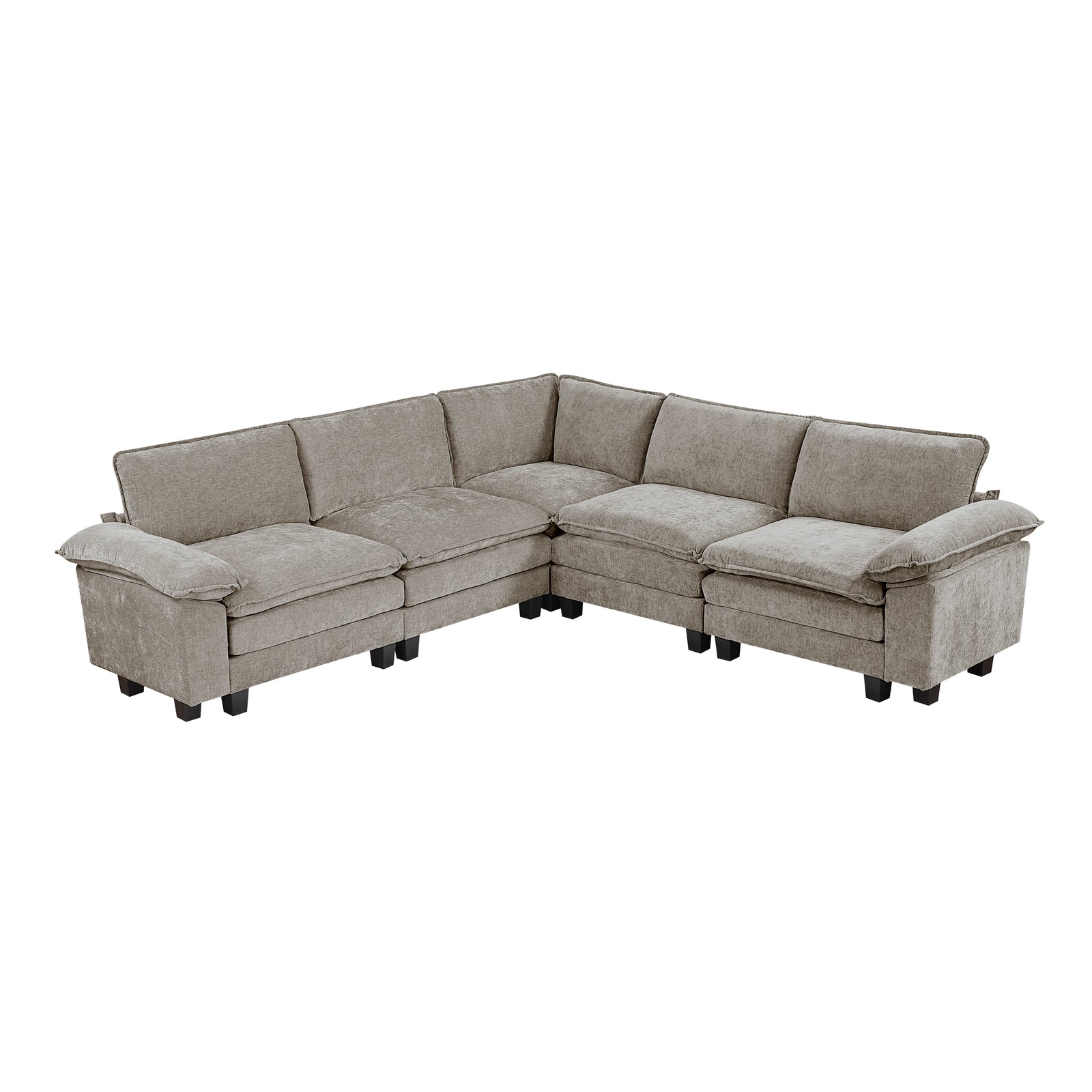 Terra Chenille Fabric 5-Piece Modular Sectional