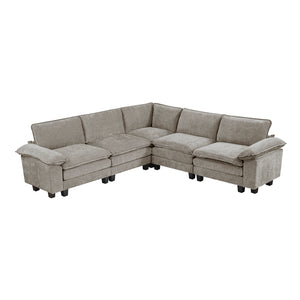 Terra Chenille Fabric 5-Piece Modular Sectional