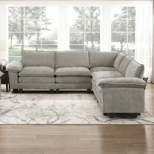 Terra Chenille Fabric 5-Piece Modular Sectional