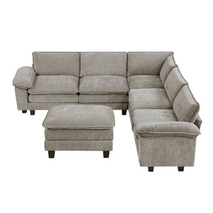 Terra Chenille Fabric 6-Piece Modular Sectional with Ottoman
