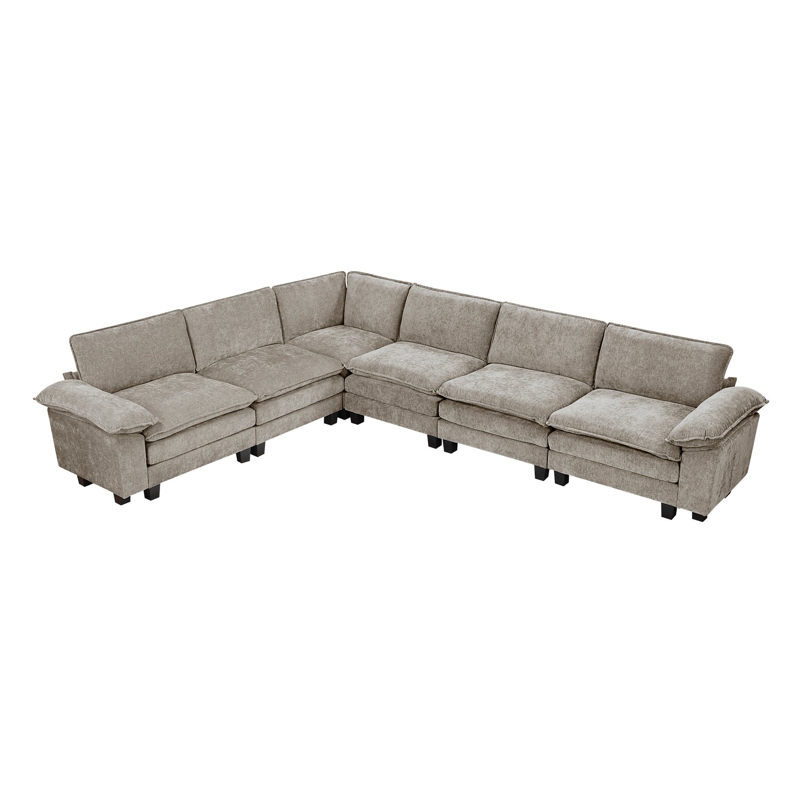 Terra Chenille Fabric 6-Piece Modular Sectional