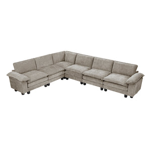 Terra Chenille Fabric 6-Piece Modular Sectional