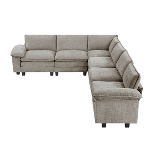 Terra Chenille Fabric 6-Piece Modular Sectional